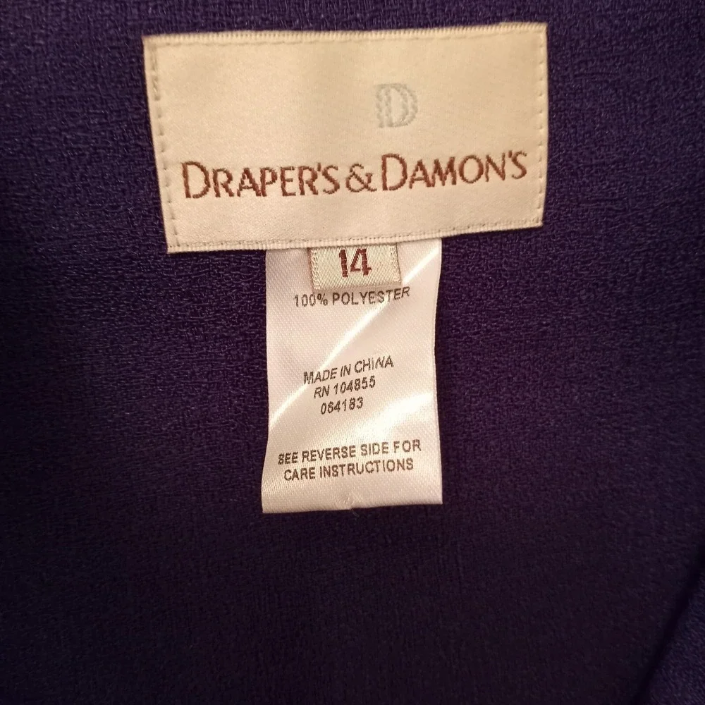 Draper's‎ & Damon's Skirt Set Size 14 Purple 3 Piece Longsleeve Shortsleeve F2